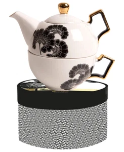 Té de porcelana de hueso blanco/negro Ashdene Florence Broadhurst para un regalo en caja - Imagen 1 de 2