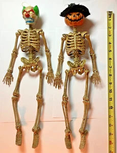 Cabeza de payaso y cabeza de calabaza de colección esqueleto 17 pulgadas dígitos móviles Halloween ¡Raro! - Imagen 1 de 6