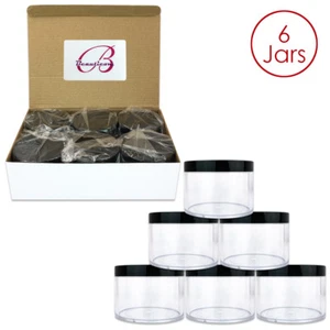 6 frascos contenedores de acrílico de alta calidad a prueba de fugas de 4 oz/120 g/120 ml con tapas negras - Imagen 1 de 7