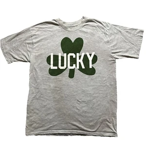 Camiseta gris de la suerte manga corta para hombre trébol grande novedad día de San Patricio - Imagen 1 de 9