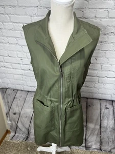 Anthropologie Ro&de grünes Allzweckkleid mit Reißverschluss vorne klein Militärkragen - Bild 1 von 15