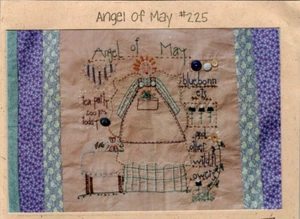 Angel Of May Stitchery Pattern Primitive Embroidery Tea Party Wild Flowers - Picture 1 of 2