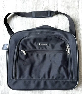 Samsonite Soft Briefcase Messenger Bag Black Crossbody Shoulder Strap PRE-OWNED - Picture 1 of 17