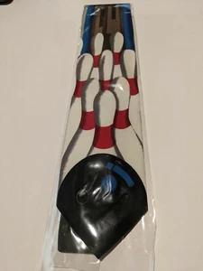 Vintage Parquet Bowling Graphic Tie 100% Polyester handmade 3.5" Sealed New - Picture 1 of 10