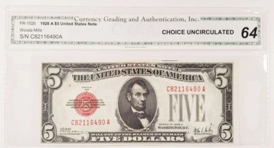 1928-A $5 United States Note Choice Uncirculated FR #1526 - Image 1 of 2