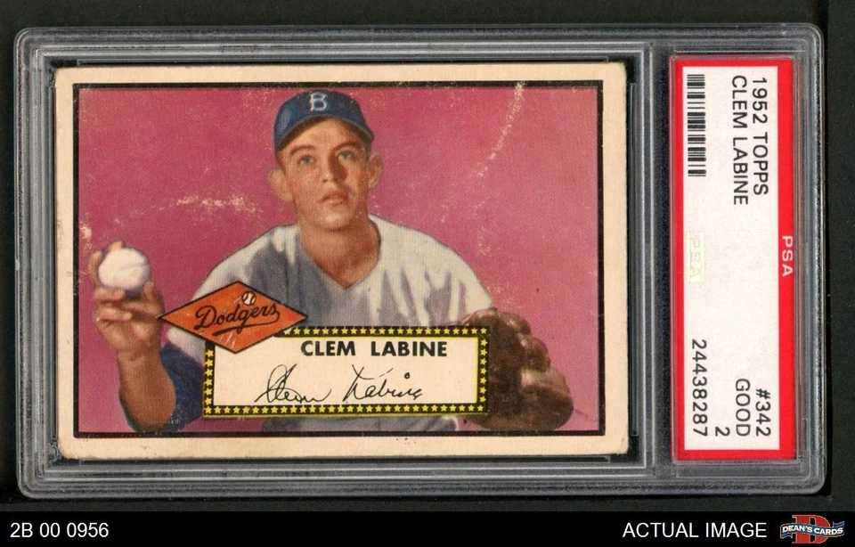 1952 Topps #342 Clem Labine Dodgers RC PSA 2 - GOOD - Image 1 of 2