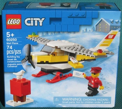 LEGO CITY 60250 ~ ПОЧТОВЫЙ САМОЛЕТ ~ снятый с производства НОВЫЙ ЗАПЕЧАТАННЫЙ вращающийся пропеллер снежные лыжи - Изображение 1 из 4