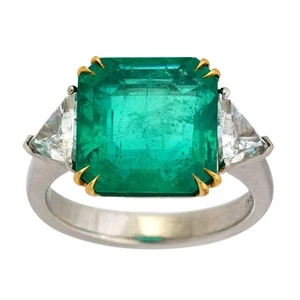 GIA 5.81 carat Colombian emerald diamond platinum ring - Picture 1 of 7