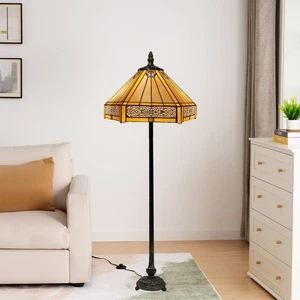 Hexagonal Stained Glass Tiffany Style Floor Lamp Bedroom Home Living Bed Room - Picture 1 of 16