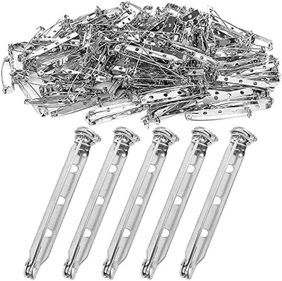 200 Pcs Silver Safety Pins 1.5 Inch (38mm) Pins Findings Backs Pin Back Clasp  - Image 1 of 4