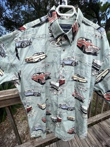 North River Outfitters Tractor Old Trucks Button Up Shirt Size XL Cream - Picture 1 of 11