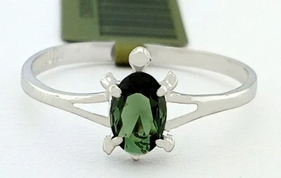 GENUINE 0.70 Cts TSAVORITE TURTLE RING 10K WHITE GOLD-Free Certificate Appraisal - Image 1 of 4