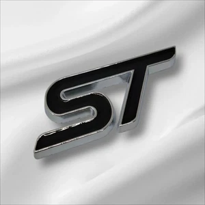 st 3D Metall ST Aufkleber Auto Emblem Abzeichen logo 73mm schwarz silber - Bild 1 von 2