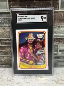 MACHO MAN RANDY SAVAGE ~ 1991 Merlin WWF #17 Italian SGC 9 Mint 🔥📈💰!! - Picture 1 of 2
