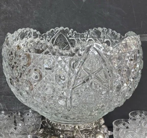 Vintage L. E. Smith Glas Gänseblümchen & Knopf Bowle Schüssel, 13" Durchmesser 8" H, BRILLANT!!! - Bild 1 von 4