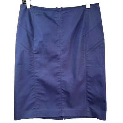 Falda lápiz forrada hasta la rodilla de algodón azul marino Max Mara Studio para mujer talla 8 Italia Foto 1 de 4