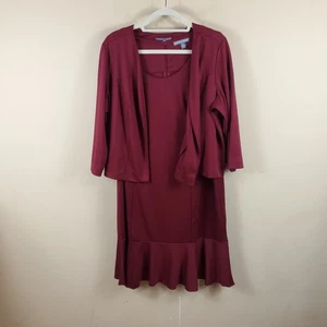 Jessica London Burgundy Ponte Jacket Dress Size 18W - Picture 1 of 11