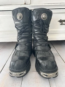 New Rock Boots Biker Schuhe Herrenschuhe Leder Schwarz Gr.46 - Bild 1 von 7