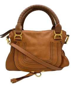 Bolso de Mano Chloe Marcie 2 Vías Bolso de Hombro Cuero Marrón Naranja Usado 111308 - Imagen 1 de 13