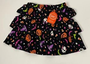 NWT Girls Halloween Tiered Skirt 6 6X S Skull Bat Candy Pumpkin Black Wonder - Picture 1 of 9