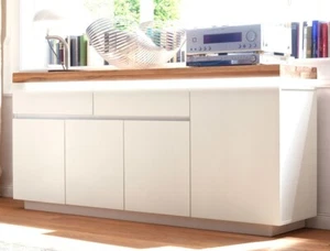 Sideboard 175x81x40 cm weiß Asteiche LED Beleuchtung Anrichte Schrank Rosita - Bild 1 von 5