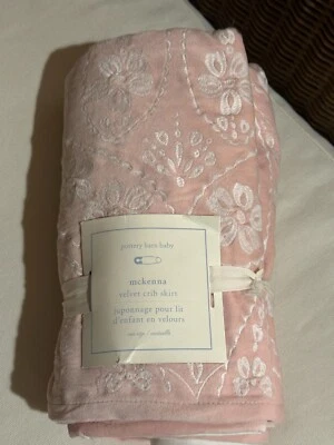 Nuevo con etiquetas Pottery Barn Baby MCKENNA Terciopelo Cuna Falda Rosa ¡hermosa! Foto 1 de 4