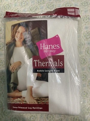 Calça Hanes Feminina Térmica Comprimento do Tornozelo Tamanho Grande Creme Renda Aparada NOVA - Imagem 1 de 3