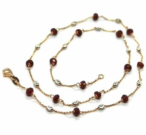 Collar En Oro Rosa, 18K, Con Rubíes Rojo Y Esferas Alternandos, 45-50-60 CM - Imagen 1 de 4