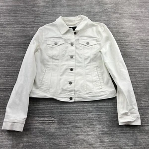 Banana Republic Jean Jacket Size L Youth Girls Button Pockets White Denim - Picture 1 of 8
