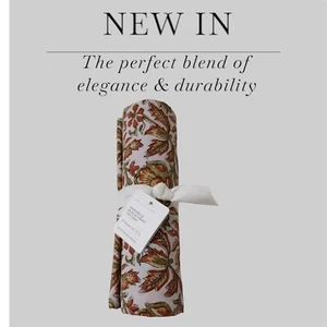 Pottery Barn Norvelle Block Print Cotton Linen Table Throw Fall Autumn 50x50 NEW - Picture 1 of 6