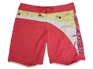 OAKLEY Pink Yellow White Logo Women's Swim Board Shorts sz 10 - Picture 1 of 2