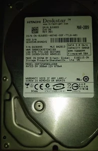 HITACHI 500GB HARD DRIVE SATA P/N 0A36895 0JU093 CLEANED, TESTED, FORMAT NTFS - Picture 1 of 2