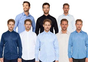 Camisa de vestir ligera ajustada para hombre - perfecta para uso informal y formal inteligente - Imagen 1 de 40