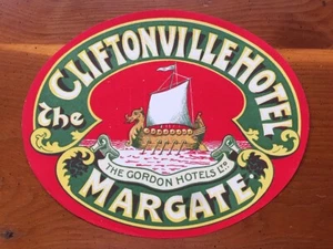 Hotel Gepäck Etikett | Clifton Hotel - Margate England | frühe Gordon Hotels | sehr guter Zustand - Bild 1 von 1