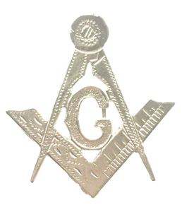 Square and Compasses Orange Lodge Order Nickel Plated for Collarette Sash - Picture 1 of 3