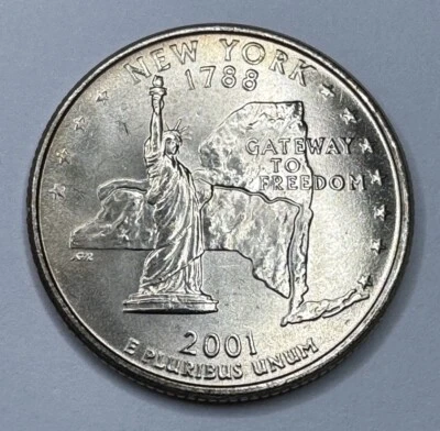 2001-P New York State Quarter 25cent Coin from US Mint Bag. Uncirculated BU - Image 1 of 4