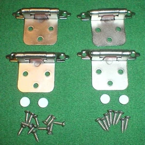 CABINET HINGES, SELF CLOSING, FLUSH, SATIN NICKEL, 2 PAIR, MOUNTING SCREWS, PADS - Picture 1 of 5