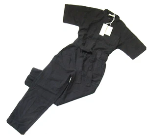 NWT Everlane The Fatigue Short-Sleeve Jumpsuit in Black Belted Cotton Utility 6 - Picture 1 of 8