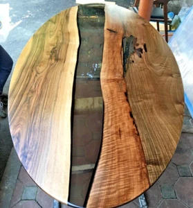 Home Decor Epoxy Resin Live Edge Accacia Wood Table Top Kitchen Counter Top Slab - Picture 1 of 5