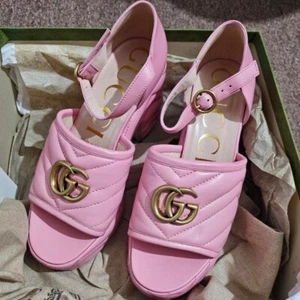 Gucci Leder GG Marmont Sandalen Größe UK 4 Original - Bild 1 von 8