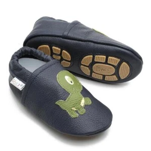 Liya's HausschuheLederpuschen mit Teilgummisohle - #665 Kleiner Dino in dunke... - Picture 1 of 3