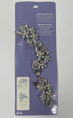 CLAIRES декоративные волосы SWAG 3 зажим серебро цветочный белый жемчуг со стразами - Изображение 1 из 4