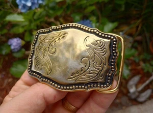 Vintage Western Style Floral Design Engraveable Bellt Buckle Made In The USA - Picture 1 of 3