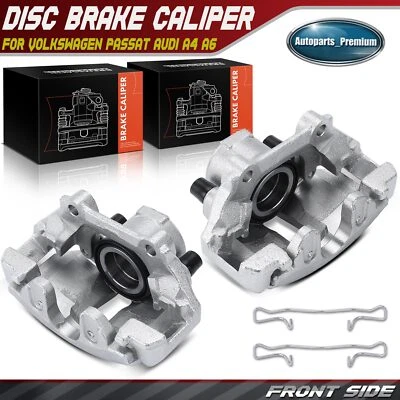 2x Front Side Brake Caliper w/ Bracket for Volkswagen Passat Audi A4 A6 Quattro - Image 1 of 4