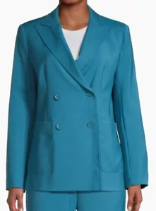 Weekend MAX MARA Nervoso Double-Breasted 100% Wool Jacket Blazer Blue Size 14 - Picture 1 of 19
