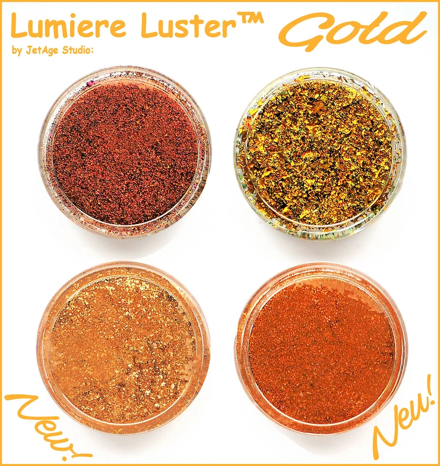 JetAge Lumiere Lusters™ GOLD COLORS (Polymer Clay Flakes, Nail Art - ca. 3g/3ml) - Bild 1 von 1