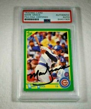 Rare 1990 MARK GRACE Signed Score Baseball Card-CHICAGO CUBS-PSA Encapsulated