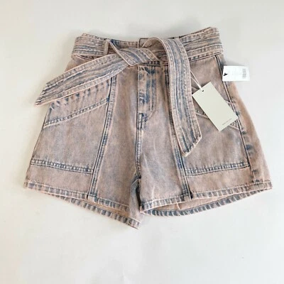 Joie Womens Edana Tie Waist High Rise Shorts 26 Melon Dual Slant Pockets NWT - Image 1 of 4