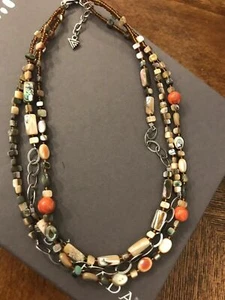 Collar de cuentas esponja de coral semillas de coral con cáscara de plata esterlina 925 Silpada N1563 - Imagen 1 de 12
