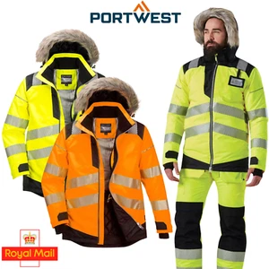 Chaqueta Parka de Invierno Portwest PW3 Alta Visibilidad Impermeable Aislamiento Térmico Seguridad Trabajo - Imagen 1 de 15